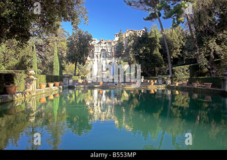 Reflexion-Teiche mit der Neptun-Brunnen Villa d ' Este, Tivoli, Italien Stockfoto