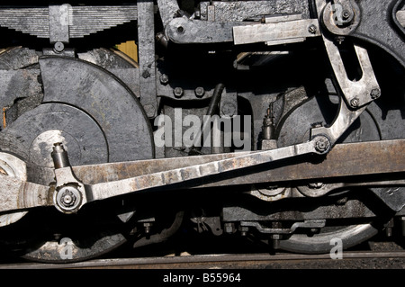 Nahaufnahme eines alten altmodische Lok Nostalgiezug-Motor-Räder Stockfoto