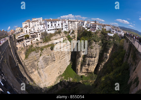 Ronda Provinz Malaga Spanien die Stadt am Rande der Tajo-Schlucht Stockfoto