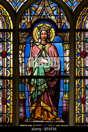 Glasfenster im Saint Germain Auxerrois Kirche Paris Frankreich Stockfoto