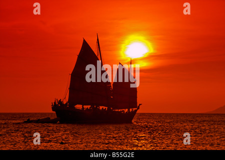 Antillen Bonaire Sonnenuntergang Segelboot Sonnenuntergang Stockfoto