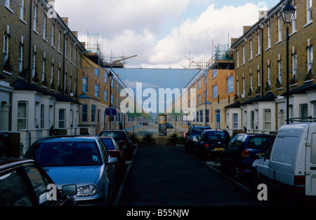 Marcia Road, London SE1.  Blick auf Replik späten viktorianischen Häuser in Phase 1 in Richtung tromp l ' oeil horten. Stockfoto