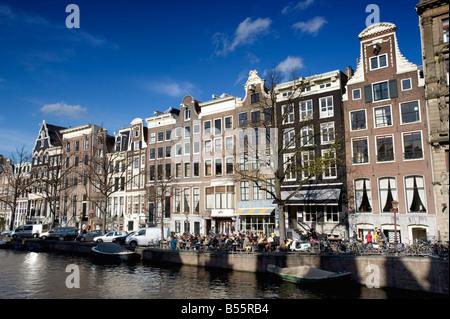 Historische Gebäude neben Keizersgracht Kanal in Amsterdam, Niederlande 2008 Stockfoto