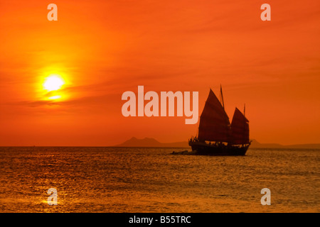 Antillen Bonaire Sonnenuntergang Segelboot Sonnenuntergang Stockfoto