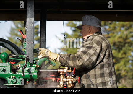 Dampfmaschine Demonstration während der Dampfmaschine zeigen bei Westwold, "British Columbia", Canada Stockfoto