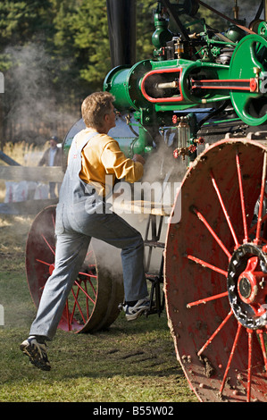Dampfmaschine Demonstration während der Dampfmaschine zeigen bei Westwold, "British Columbia", Canada Stockfoto