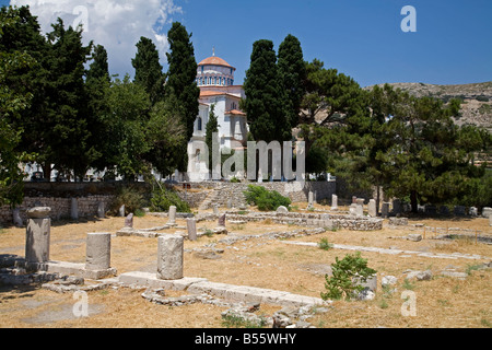 Reste der christlichen Basilika Pythagorion Samos Griechenland Stockfoto