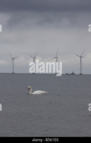 Middelgrunden Windenergieanlage off Shore Wind Farm Dänemark in der Nähe von Copenhagen. Blick von Amager Stockfoto