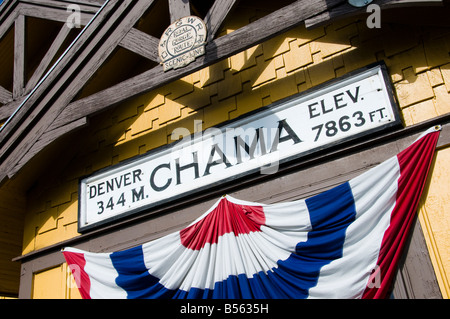 Depot in der Innenstadt von Chama New Mexico zu trainieren Stockfoto