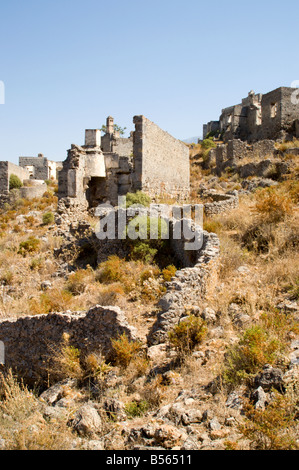 Geisterdorf, Kayakoy, Mugla, Türkei. Stockfoto