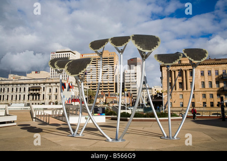 Materne Pennino Hoare (Architekten) waren die Designer dieser solar Mallee Bäume, angebracht an der Adelaide Arts Precinct Stockfoto