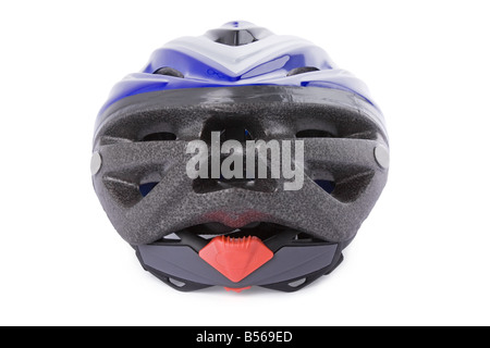 Isoliert auf weißem Hintergrund / / / Fahrrad Fahrrad Fahrradhelm ausgeschnitten Ausschnitt zurück Ausrüstung Mtb Mountain Bike Kopfschutz Sport Lüftungsöffnungen Stockfoto
