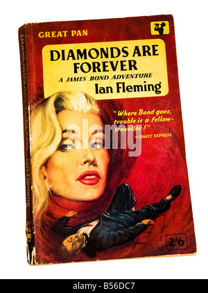 Cover der frühen Ausgabe James Bond Buch 1958 Diamanten sind für immer-Paperback-Ausgabe Stockfoto