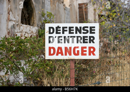 Verteidigung D Entrer Gefahr gefahrlos Eintrag anmelden, Frankreich Stockfoto