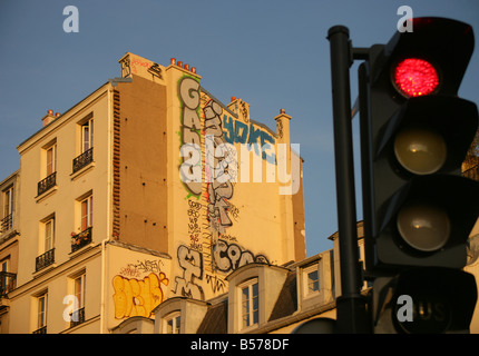 Graffiti an der Wand in der Bastille 12. Arrondissement Paris Stockfoto