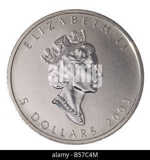 Kanadische 5 Münze des Jahres 2003. Reines.9999 Silber Reinheit. Vorderseite Stockfoto