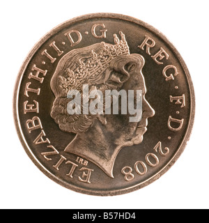 2008-neues Design für die britische Münzen 2 Pence-Stück Stockfoto