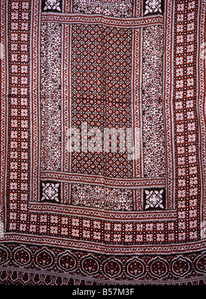 Pakistanische Handwerk komplexe zweifarbig pakistanischen Block Druckstoff aus Lahore Stockfoto