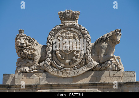 Wappen auf den Großmeister-Palast, Valletta, Malta, Europa Stockfoto