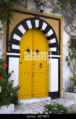 Tür, Sidi Bou Said, in der Nähe von Tunis, Tunesien, Nordafrika, Afrika Stockfoto