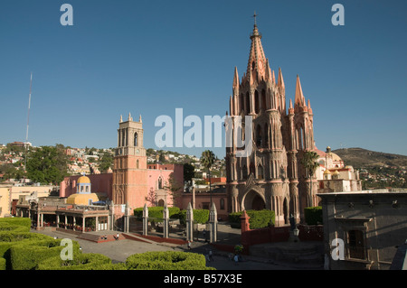 La Parroquia, Kirche bemerkenswert für die fantastische neugotischen Fassade, San Miguel de Allende (San Miguel), Bundesstaat Guanajuato, Mexiko Stockfoto