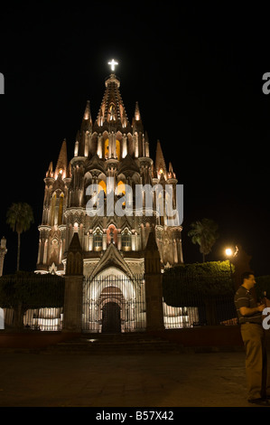 La Parroquia, Kirche bemerkenswert für die fantastische neugotischen Fassade, San Miguel de Allende (San Miguel), Bundesstaat Guanajuato, Mexiko Stockfoto