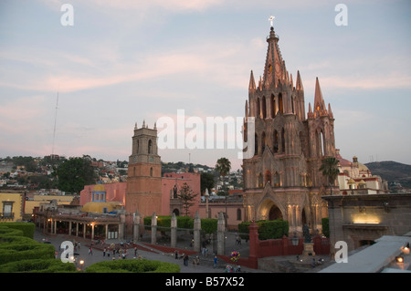 La Parroquia, Kirche bemerkenswert für die fantastische neugotischen Fassade, San Miguel de Allende (San Miguel), Bundesstaat Guanajuato, Mexiko Stockfoto