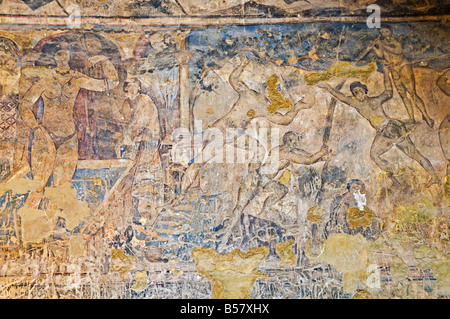 Wandmalereien im Badehaus Qusayr Amra (Quseir Amra), UNESCO-Weltkulturerbe, Jordanien, Naher Osten Stockfoto