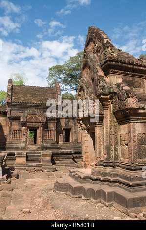 Banteay Srei Hindu-Tempel, in der Nähe von Angkor, UNESCO-Weltkulturerbe, Siem Reap, Kambodscha, Indochina, Südostasien, Asien Stockfoto