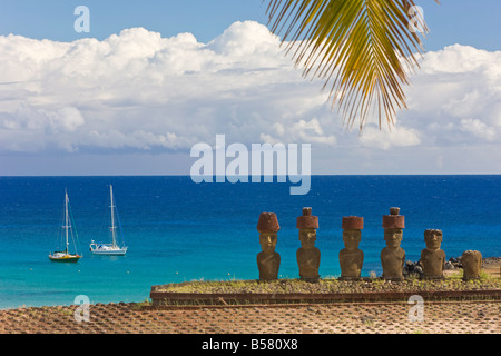 Anakena Strand, Rapa Nui (Osterinsel), UNESCO-Weltkulturerbe, Chile, Südamerika Stockfoto