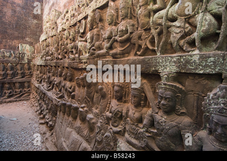 Leper King Terrasse, Angkor Thom, Angkor, UNESCO-Weltkulturerbe, Siem Reap, Kambodscha, Indochina, Südostasien, Asien Stockfoto