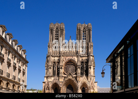 Kathedrale von Notre-Dame, UNESCO-Weltkulturerbe, Reims, Marne, Region Champagne-Ardenne, Frankreich, Europa Stockfoto