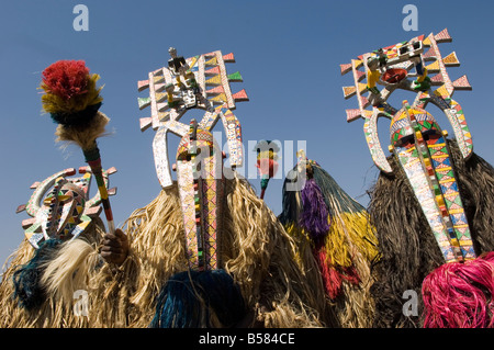 Bobo Masken während der Festlichkeiten, Sikasso, Mali, Afrika Stockfoto