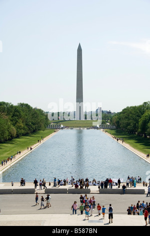 Washington Monument vom Lincoln Memorial, Washington D.C. (District Of Columbia), Vereinigte Staaten von Amerika, Nordamerika Stockfoto