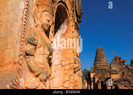 Komplex von unrestaurierten Schreine und Stupas in Nyaung Ohak Kloster, Indein, Inle-See, Shan State in Myanmar Stockfoto