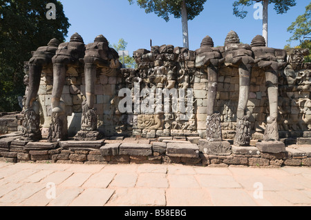 Elefant Terrasse, Angkor Thom, Angkor, UNESCO-Weltkulturerbe, Siem Reap, Kambodscha, Indochina, Südost-Asien Stockfoto
