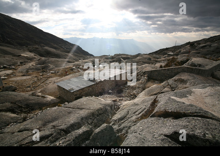 Hydro-elektrischen Werksgebäude, Laguna Cullicocha, Cordillera Blanca, Parque Nacional Huascaran, Peru Stockfoto