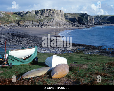 Boote Mewslade Bay Gower West Glamorgan Stockfoto