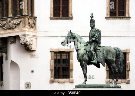 Reiterstandbild, Schloss-Hügel, Buda, Old Town, Budapest, Ungarn Stockfoto