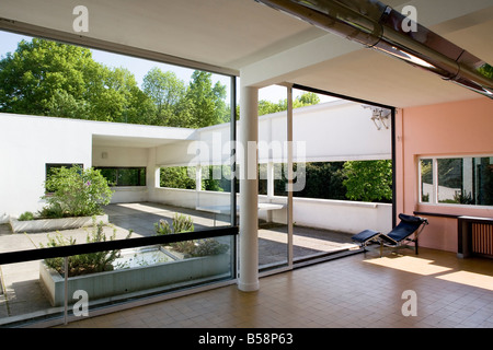 Poissy Bei Paris, Villa Savoye (Villa Les Heures Claires) 1928-1931, Wohnraum Und Terrasse von Nordosten Stockfoto