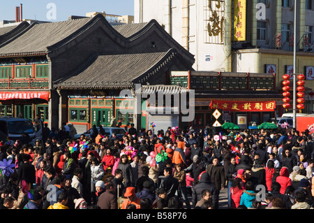 Menschen drängten die Straße Changdian Straße Messe während Chinese New Year, Frühlingsfest, Beijing, China Stockfoto