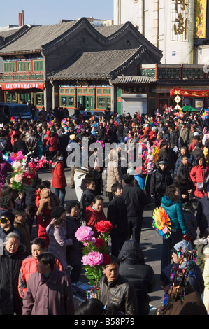 Menschen drängten die Straße Changdian Straße Messe während Chinese New Year, Frühlingsfest, Beijing, China Stockfoto