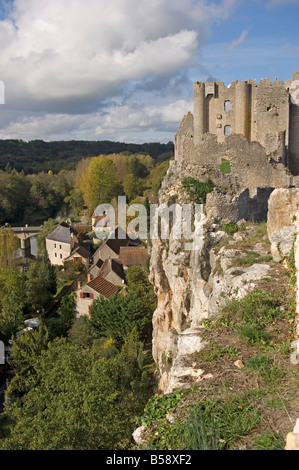 Die mittelalterliche Burg, erbaut zwischen dem 11. und 15. Jahrhundert, Angles Sur l'Anglin, Vienne, Poitou-Charentes, Frankreich, Europa Stockfoto