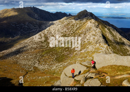 Bergwandern auf der Isle of Arran vor der Westküste Schottlands Stockfoto