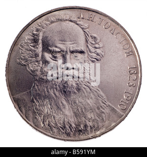 Russland 1 Rubel-Münze, 1988. Leon Tolstoi (Schriftsteller ' 1828-1910) Stockfoto