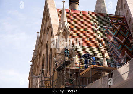 Renovierung von Matyas Kirche Dach, Schloss-Hügel, Buda, Old Town, Budapest, Ungarn Stockfoto