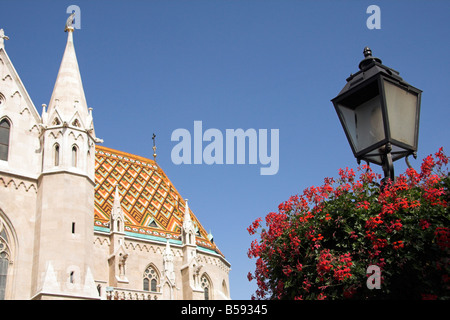 Dach-Detail, gefliest, Matyas Kirche, Schloss-Hügel, Buda, Old Town, Budapest, Ungarn Stockfoto