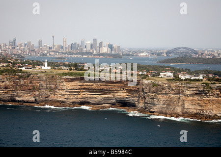 Luftbild Südwesten Lücke Park Watsons Bay Stadt Wolkenkratzer und Harbour Bridge in Sydney NSW Australia hohe Entfernung Stockfoto