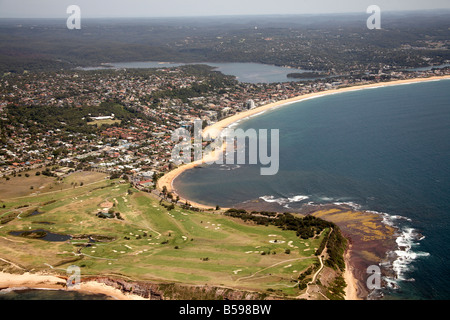 Luftbild NE lange Reef Beach Golf Course Griffith Park Collaroy Beach Narrbeen See s Häuser Sydney NSW Australia Stockfoto