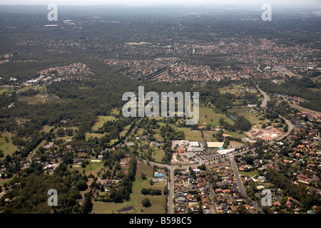 Luftbild südöstlich von s-Bahn beherbergt Aufforstung alte Straße Glenhaven Straße Glenhaven Sydney NSW Nordaustralien Stockfoto